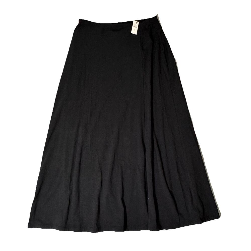 NEW Talbots Cotton Modal Black Knit Womens Skirt Front Slit S $79 Waist 30 NWT - Picture 1 of 5